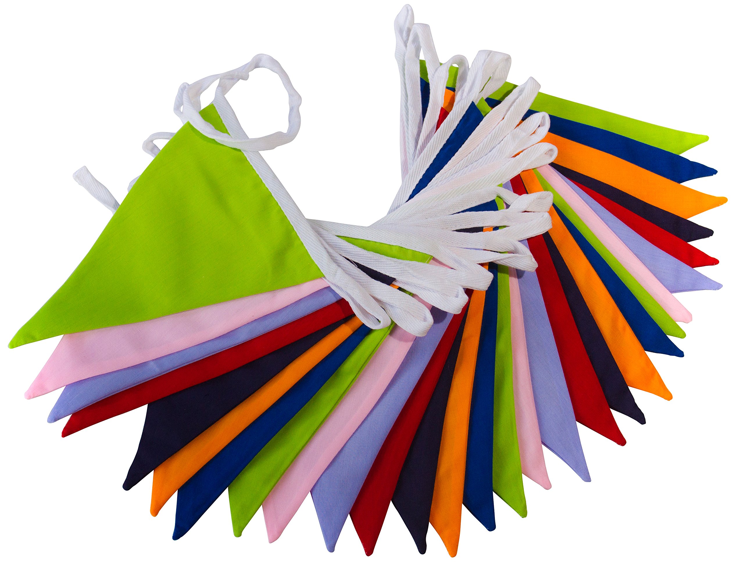Flyingstart Fabric Bunting Double Sided | 10m Party Bunting Flags | 30 Bunting Banner | Bright Colour, Premium Quality | Wedding, Birthday, Home Festival Garden Bunting, Party Decorations