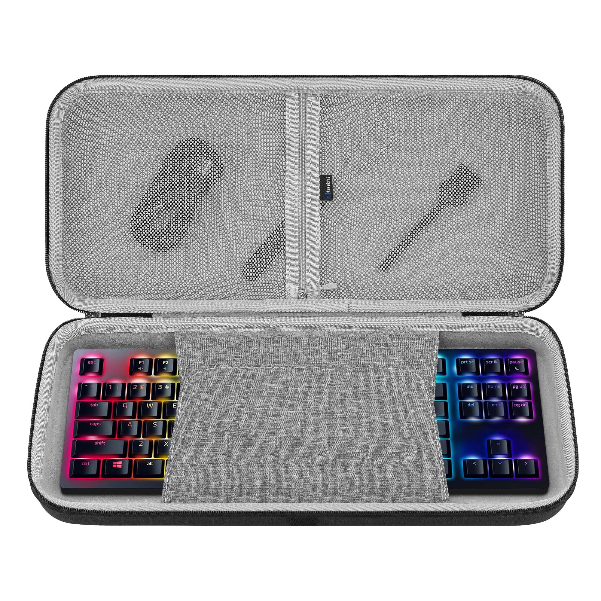 GEEKRIA TKL Keyboard Hard Shell Case, Compatible with Razer Huntsman V2 TKL / V3 Pro TKL/BlackWidow V3 TKL/Ornata V3 TKL, Travel Carrying Bag for 87-Key Computer Keyboard (Dark Gray)