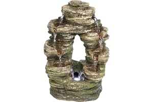 DESIGN TOSCANO Water Fountain with LED Light - Horseshoe Bend Rock Garden Decor Tabletop Fountain - Desk Fountain Water Feature