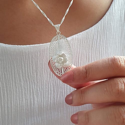 Filigree necklace sterling silver 
