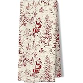 DAYOUER Red Chinoiserie Christmas Tree Santa Kitchen Dish Towels, Santa Christmas Decor, Grandmillennial Winter Holiday Xmas Tree Decorative Hand Tea Towels for Bathroom Kitchen, 16x24 Inches