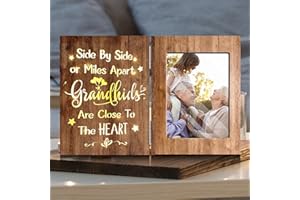 ARIDUR Grandparents Christmas Gifts, Gifts for Grandparents on Christmas, Grandparents Gifts From Grandkids for Christmas, Great Grandparents Gift, Brown Glowing 4x6 Christmas Grandparents Picture Frame for Wall/Tabletop