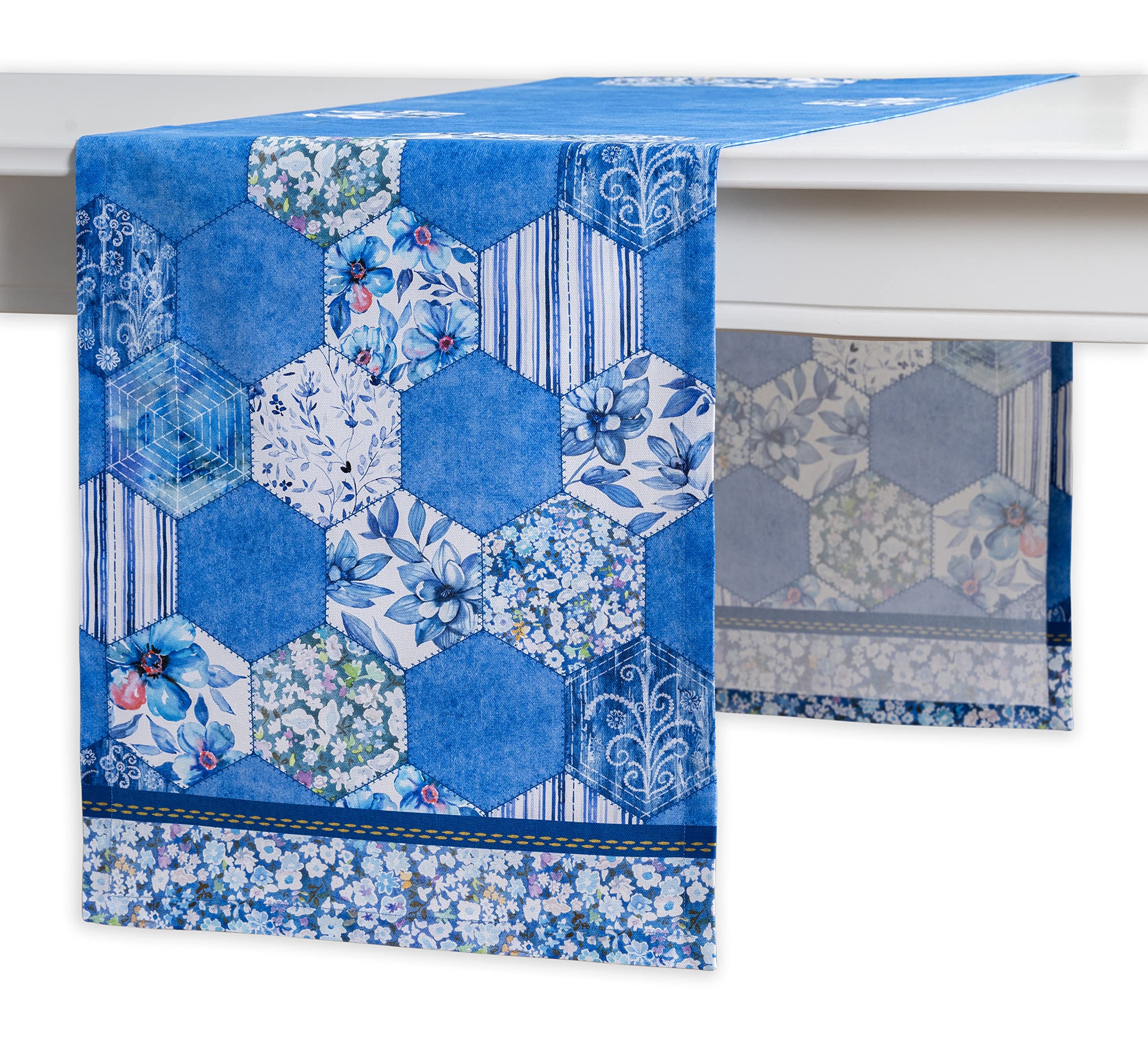 Maison d' Hermine Table runner 100% Cotton Single Layer Table Runners 180 CM long for Home Kitchen Dining Party Wedding Bridal Shower Gifts for Mothers Day (Summer Blues, 37 cm x 180 cm) — image 1