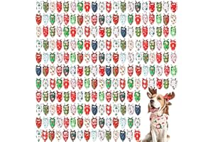 Abbylike 200 Pcs Christmas Dog Bandanas Bulk Xmas Red and Green Bandanas for Dogs Triangle Kerchief Bibs Scarf Set for Pet Ch