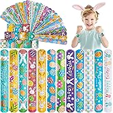 Childom 36 Pcs Easter Slap Bracelet,Easter Decorations Bracelet Decorations Gifts,Bunny Bracelets Present for Holiday Goodie Bag Stuffers,Bracelets Bulk for Birthday School Classroom Prizes Outdoor