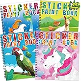 90shine 4PCS Sticker Books for Kids Ages 4-8 Sea-Maid Horned Horse Zoo Pet Themed Designs Party Gift Create 44 Pictures