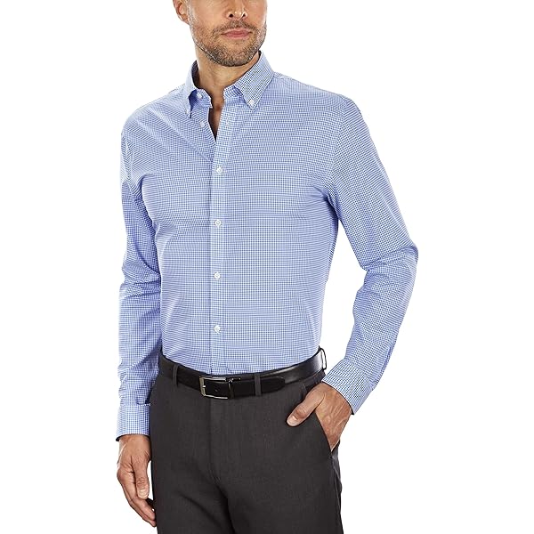 tommy hilfiger slim fit non iron dress shirt Non-Iron Cotton Check Dress Shirt With Contrast Trim main image 1