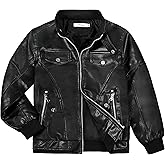 Volunboy Boys Leather Jacket Kids Fall Motorcycle Faux Pu Coats Spring Outerwear