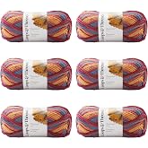 Loops &amp; Threads Charisma Yarn, Soft Bulky Weight Acrylic for Quick Knitting, Assorted Colors, 3.5 oz., 6-Pack