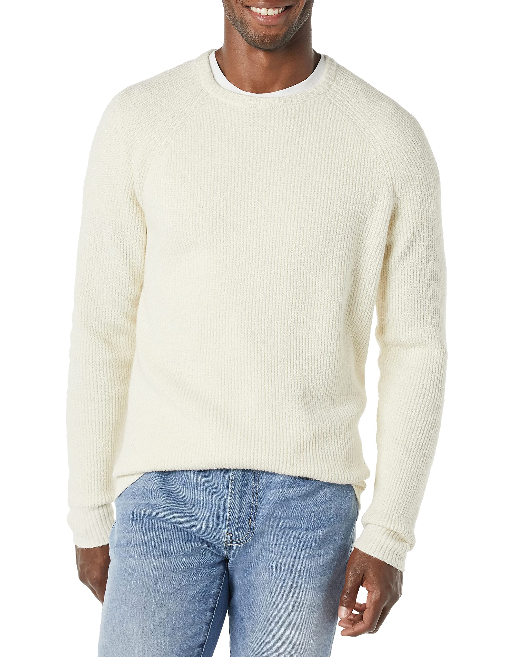 Photo 1 of Amazon Essentials Men's Long-Sleeve Soft Touch Crewneck Sweater, Ivory, Medium