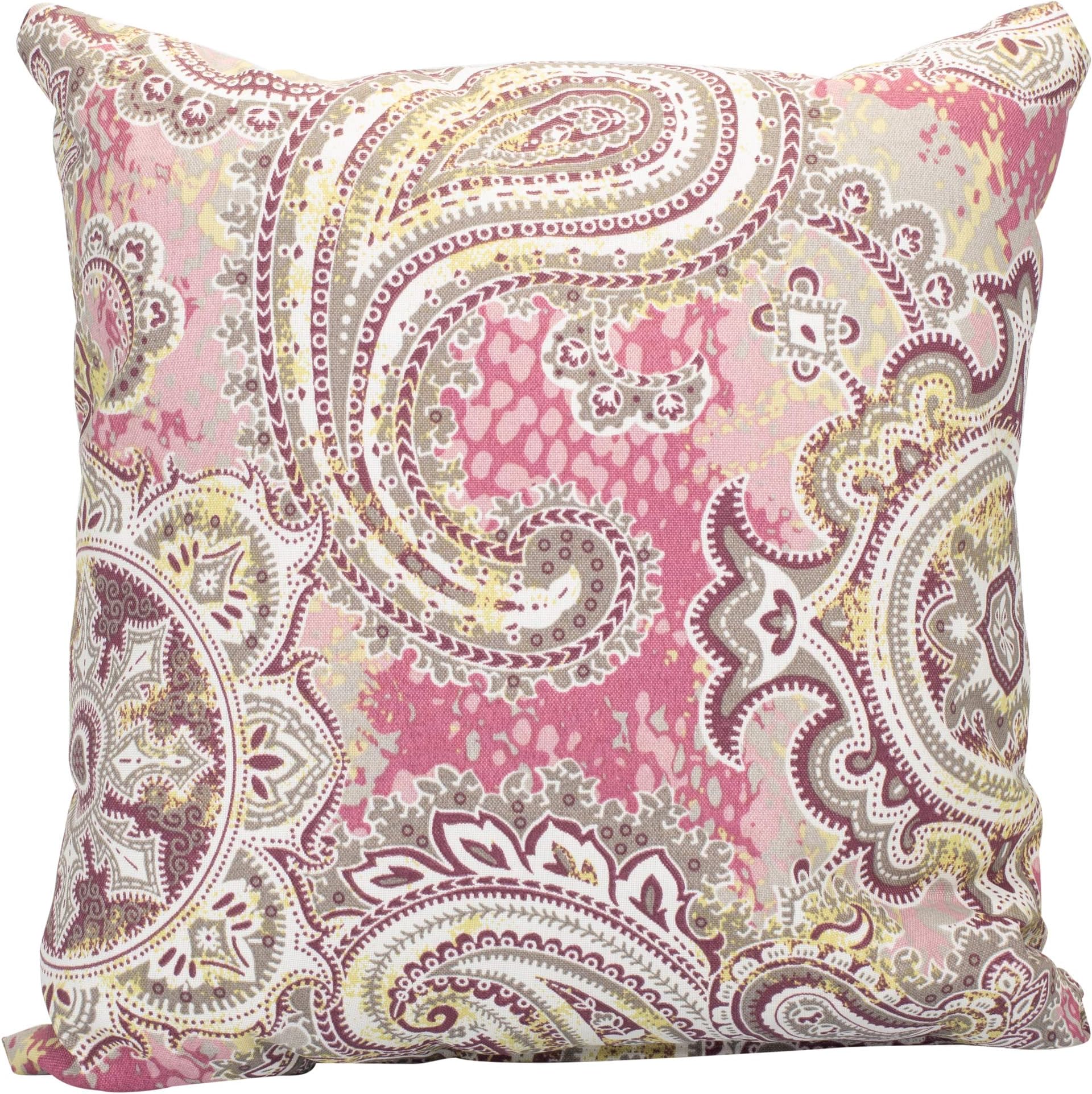 Berry Purple Paisley Pattern 16 x 16 Indoor Outdoor Throw Pillow