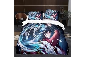 HVEEUL Anime 3D Demon Slayer: Duvet Cover 3 Piece Bedding Set,Teen Comforter Cover Set Super Soft Duvet Cover with Pillowcase(Style 15 Queen: 90"x90"