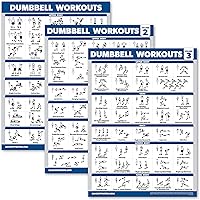 Palace Learning 3 Pack - Dumbbell Workout Posters for Home Gym - Volume 1, 2 & 3 - Exercise Charts (Laminated, 18" x 24")