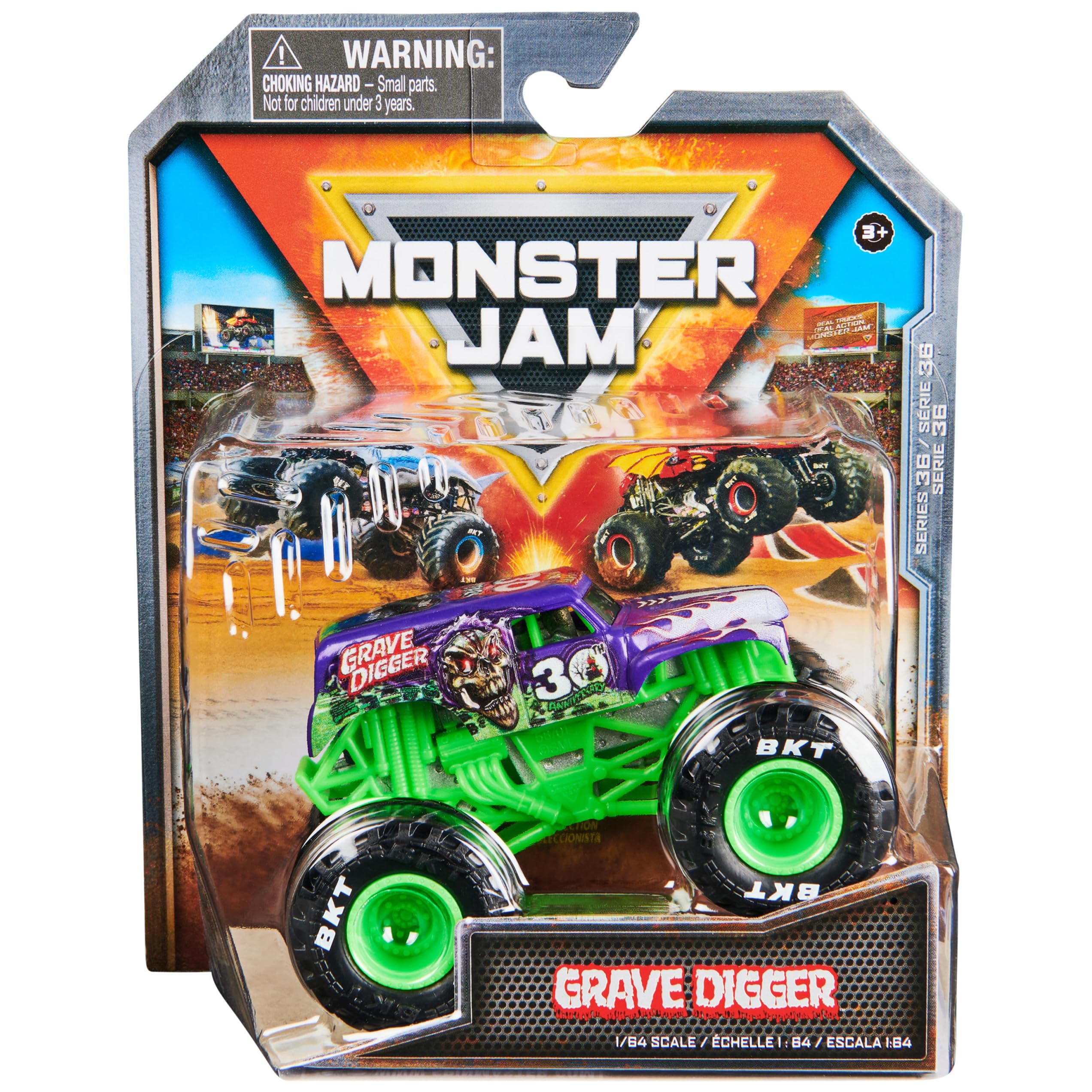 Monster Jam, Official Grave Digger Monster Truck, Die-Cast Vehicle, 1:64 Scale, Kids Toys for Boys Ages 3 and up