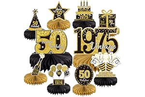 GEXOLENU 10PCS 50th Birthday Decorations Centerpieces for Table Decorations, 2025 Vintage 1975 Honeycomb Table Topper Back in 1975 Birthday Party Decoration for Men and Women (Gold & Black, 50 Years)