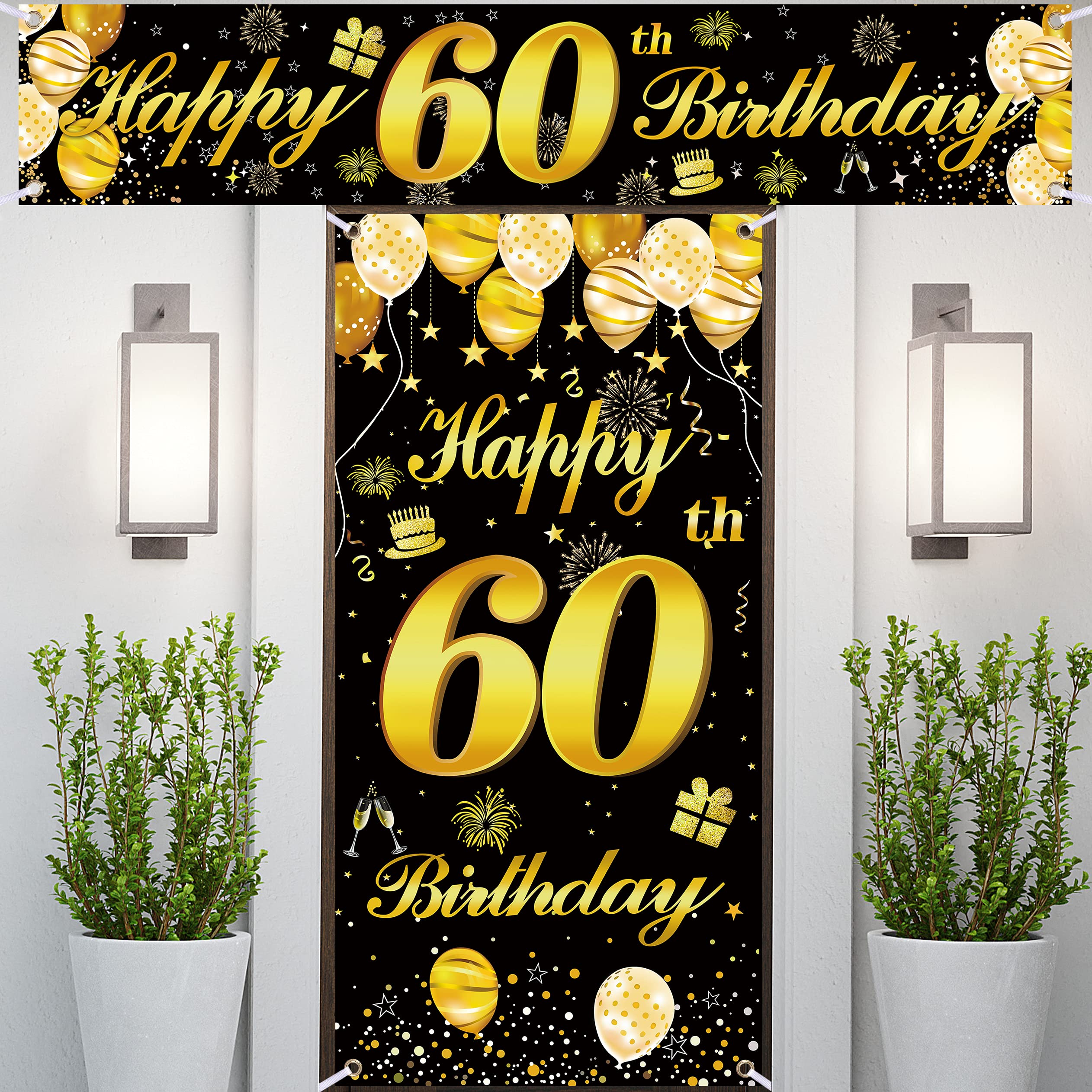 60th Happy Birthday Door Banner IMISI Birthday Decorations Birthday Backdrop Decorations for a Party