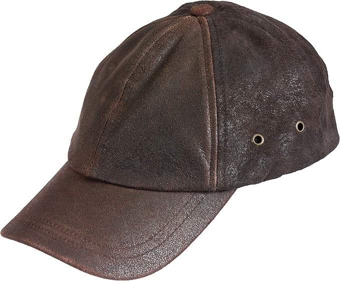 brown leather ball cap