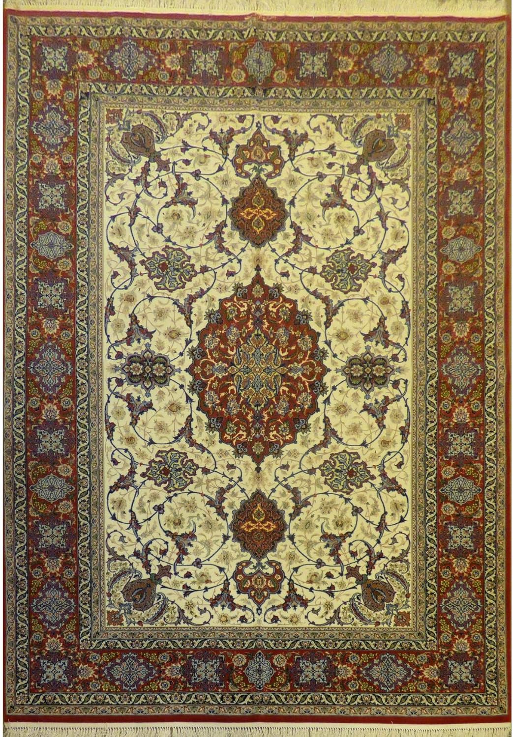 Authentic Persian Rug isfahan Traditional Style HandKnotted Indoor Area Rug with