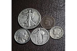 OSC Old U.S. Silver Coins 5 Coin Collection Gift Set - Indian Head Cent, Buffalo Nickel, Mercury Dime, Standing Liberty Quarter, Walking Liberty Half Dollar