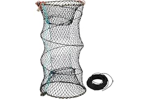 Hlotmeky Crab Trap Minnow Trap Fishing Bait Traps with 10m Hand Rope, Folded Lobster Crawfish Fishing Net Trap