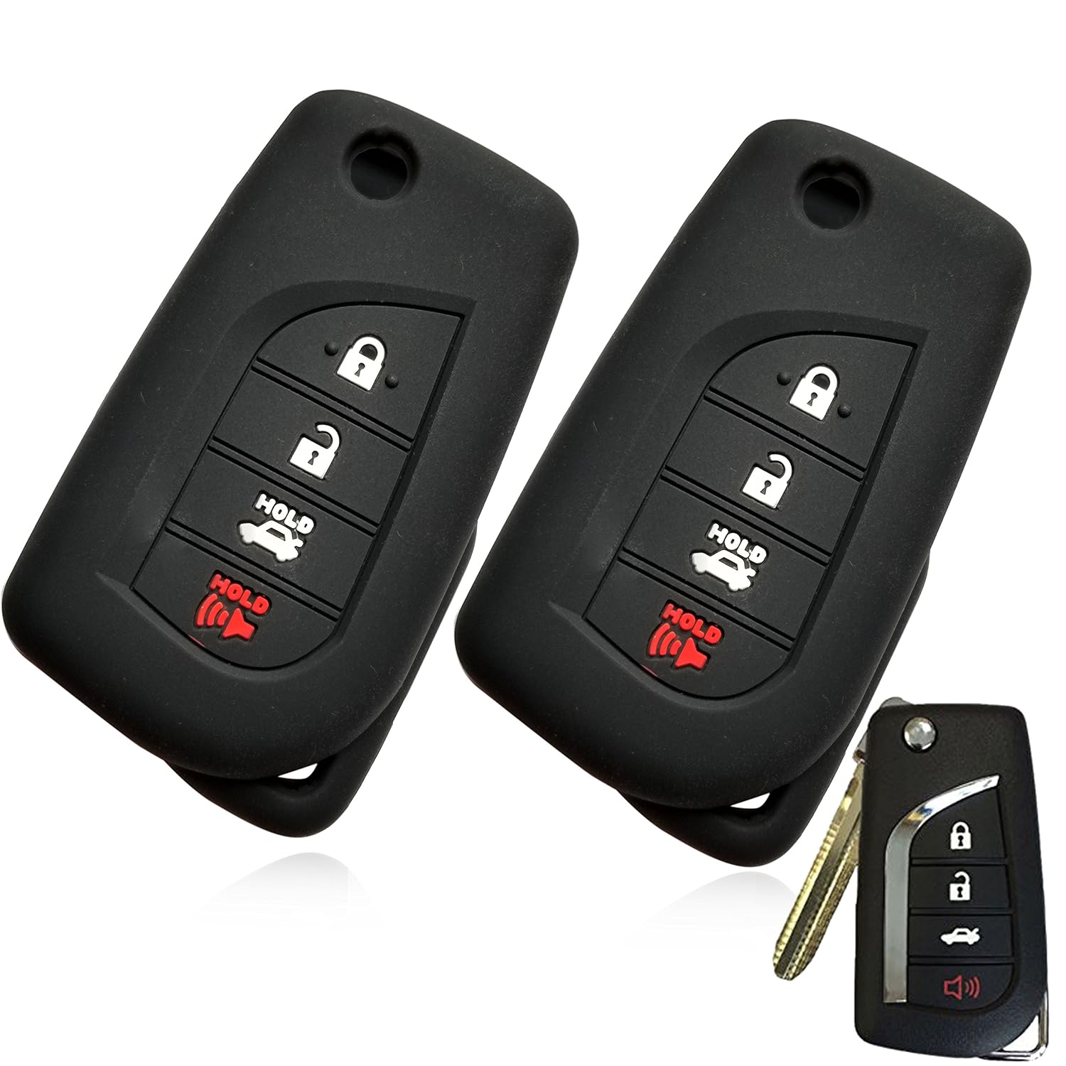 代引不可 ドブレフ4ボタンリモート車キーfobシリコンカバーケーススキンプロテクターfor 18 Toyota Camryリモートキーレスfob Fcc Hyq12bfbフリップキー ブラック 74 B0797k5fsw Black And Black Black And Black 好評 Www Happysigns De
