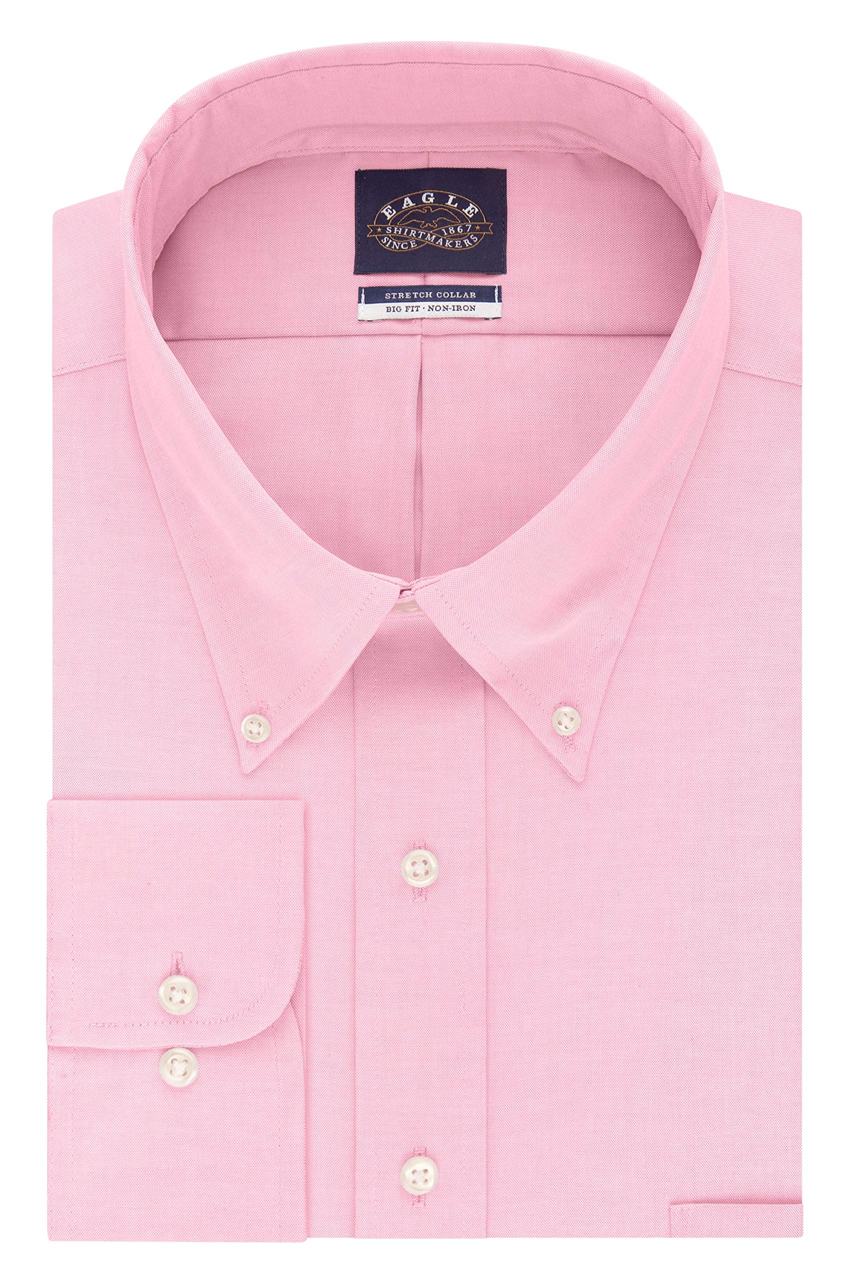 Eagle Men's BIG FIT Dress Shirts Non Iron Stretch Collar Solid (Big and