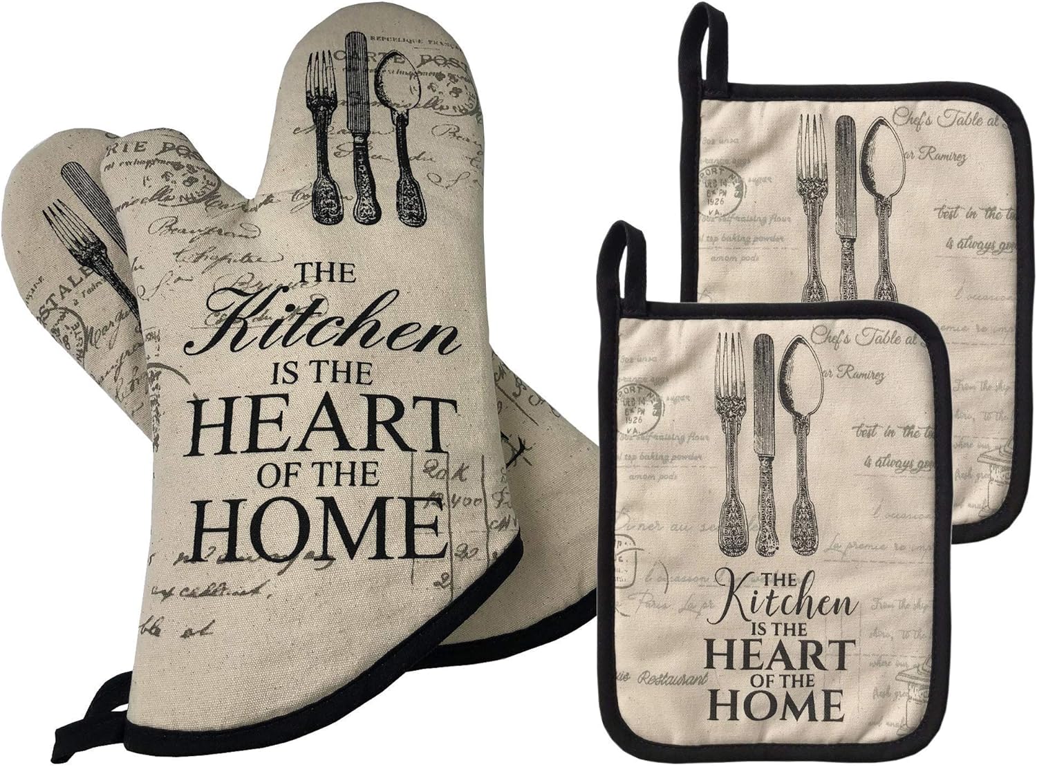 GREVY Quilted Cotton Pot Holders with Finger Position Pocket Heat Resistant Oven Mitts for Cooking or Baking,7x9,Set of 4 (4 PCS Kitchen Sets): Home & Kitchen