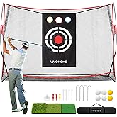 VIVOHOME 10 x 7ft Golf Net for Hitting, Chipping, Driving Training, Heavy Duty Golf Practice Net for Indoor, Backyard, Garage, with Mat, Target Cloth, 8 Tees, 6 Balls, Carry Bag