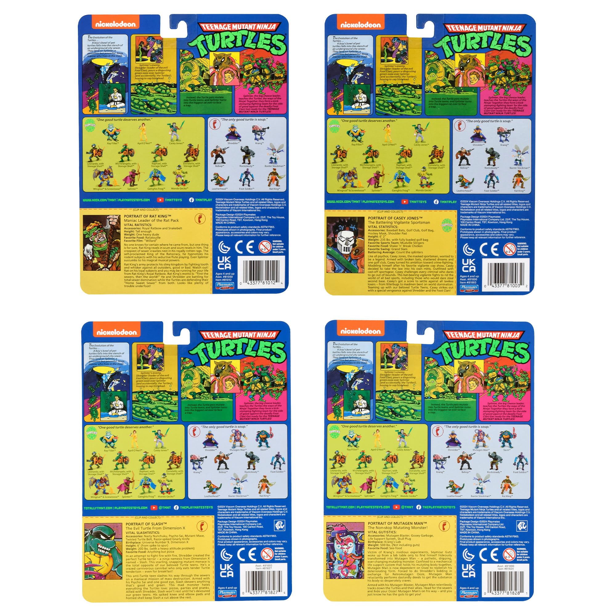 Teenage Mutant Ninja Turtles Classic Mutant 4-Pack Bundle by Playmates Toys