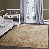 SAFAVIEH Antiquity Collection Area Rug - 6' Square, Beige &amp; Multi, Handmade Traditional Oriental Wool, Ideal for High Traffic Areas in Living Room, Bedroom (AT830A)