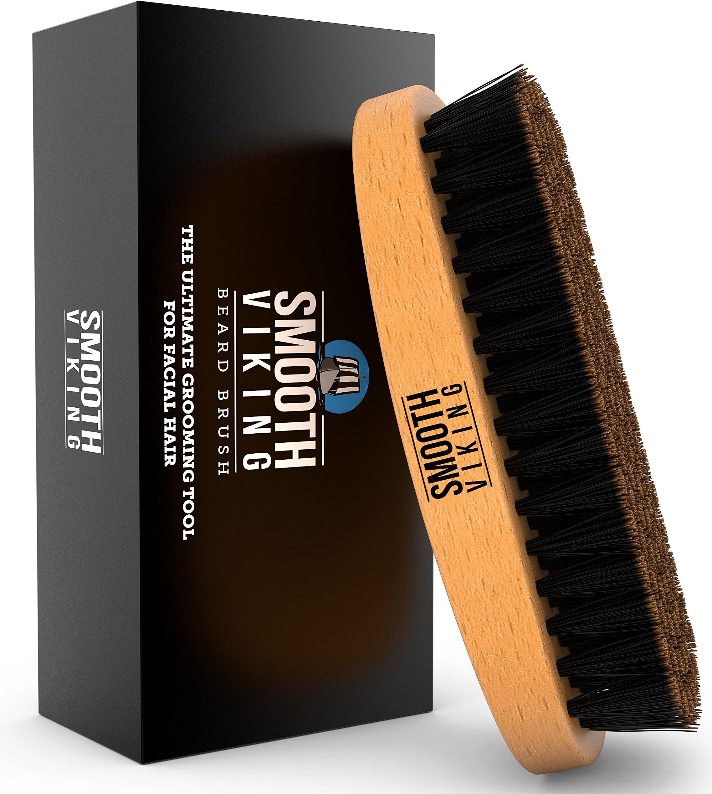 Beard Brush for Men – With Wild Boar Bristles for Easy Grooming – Facial Care Hair Comb for Beards & Mustache Conditioning, Styling & Maintenance – Distributes Products & Natural Wax