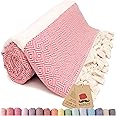 Bazaar Anatolia Turkish Beach Towel 100% Cotton Bath Towels Oversized Quick Dry Boho Farmhouse Decor Sheets Bathroom Towels Sand Free Camping Blanket Peach 71x39 inches - Diamond Coral