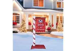 Yardenaler 5FT Lighted Christmas Countdown Sign, Remote Control Available Within 0-60 Days, Holiday Countdown Sign Decor with 125 LED Lights, Freestanding Glittered Holiday Display for Outdoor, Indoor
