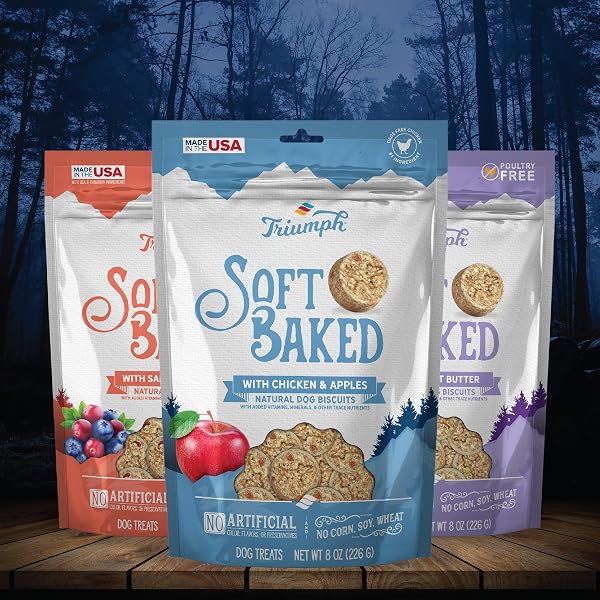 TRIUMPH SOFT BAKED NATURAL DOG BISCUITS WITH CHICKEN & APPLES, 8OZ.