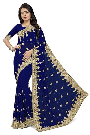 Women's Georgette Saree With Blouse Piece