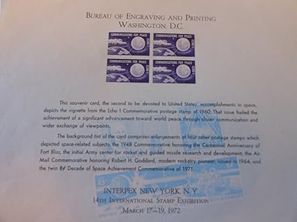 Amazon Com Echo I Commemorative Souviner Card Bureau Of Engraving Printing Washington Dc For Interpex New York Ny Everything Else