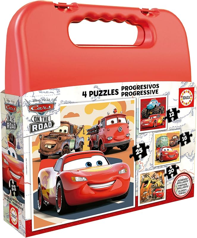 - Maleta Cars | Set de 4 Puzzles Infantiles progresivos de 12 a 25 Piezas | Medida aproximada una Vez montado: 16 x 16 cm | +3 años (19677) — foto 1 de 7