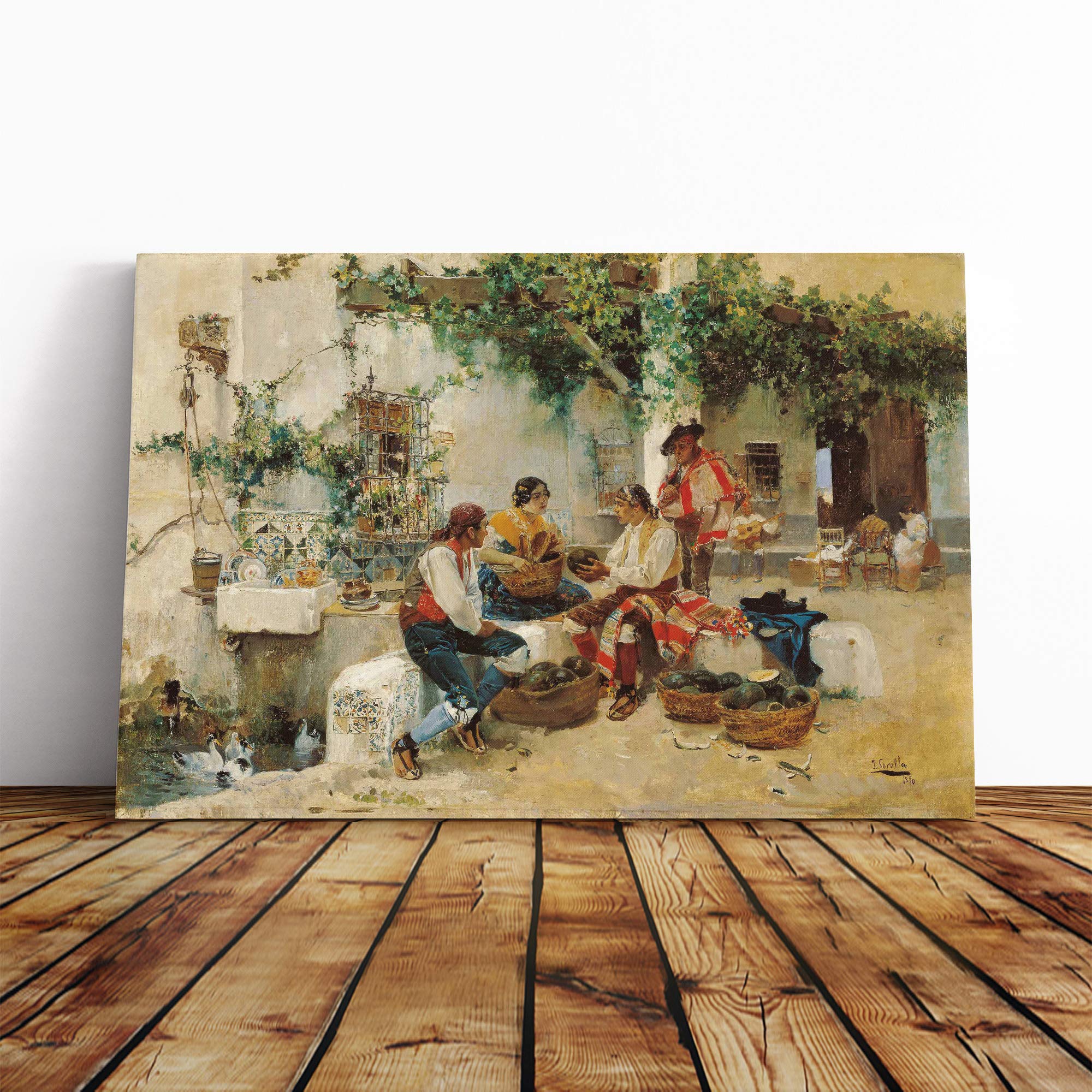 Joaquin Sorolla Y Bastida Melon Vendor Canvas Print | Gallery Wrapped 30mm Frame Wall Art | 20x14 inches | Ready to Hang | Modern Picture | Living Room Bedroom Lounge Office