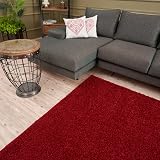 THE RUGS Red Shaggy Living Room Rug 180x270 cm 30 mm Thick view 7