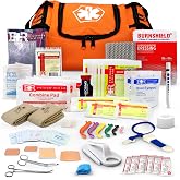 Fully Stocked Trauma First Aid Kit &ndash; First Responder II Bag with Tools, Gauze, Bandages, Scissors &amp; Gloves &ndash; Compact &amp; Portable &ndash; OSHA and ANSI Compliant &ndash; Orange