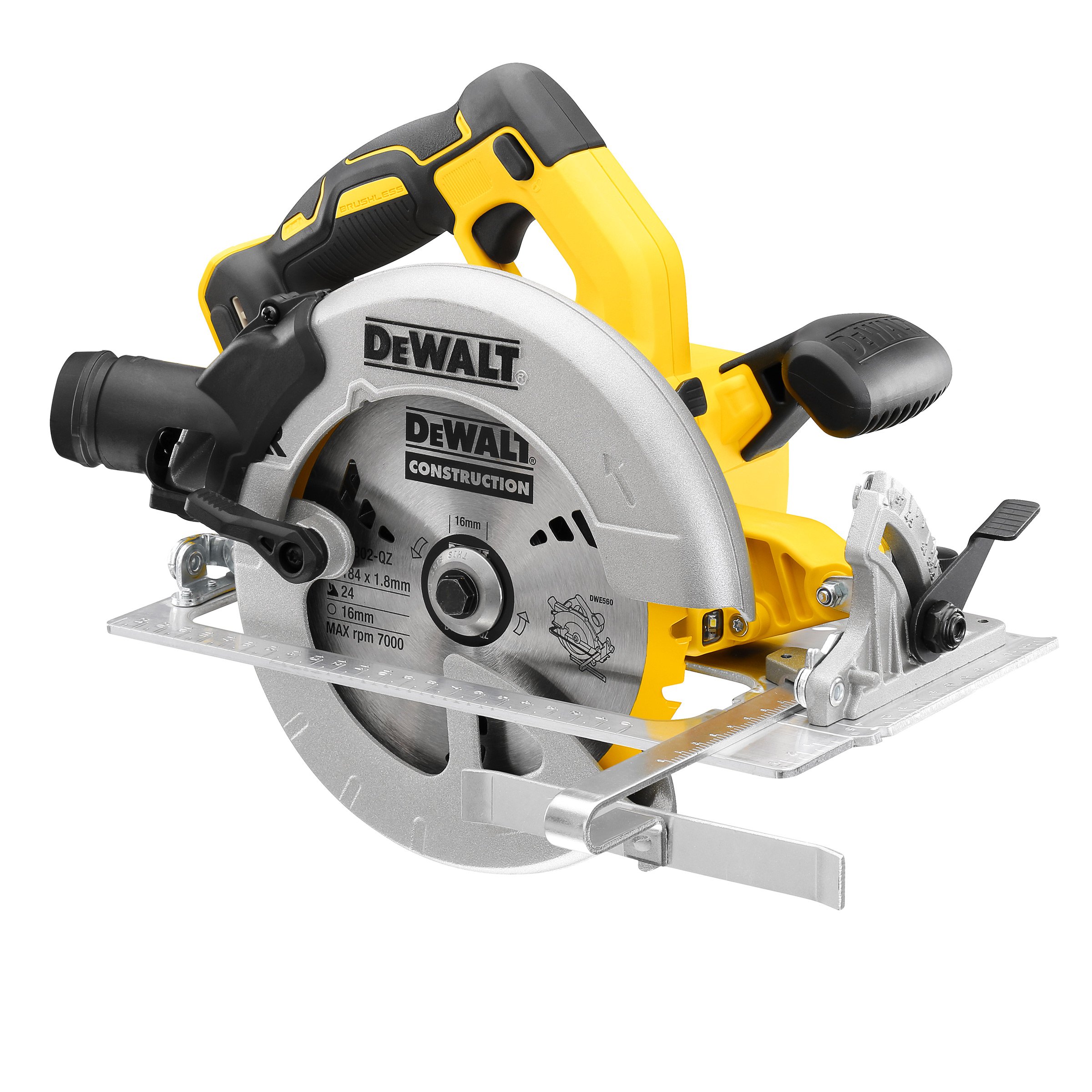 DEWALT DCS570N Cordless XR Brushless Circular Saw, 18 V, Yellow/Black/Grey, 184 mm