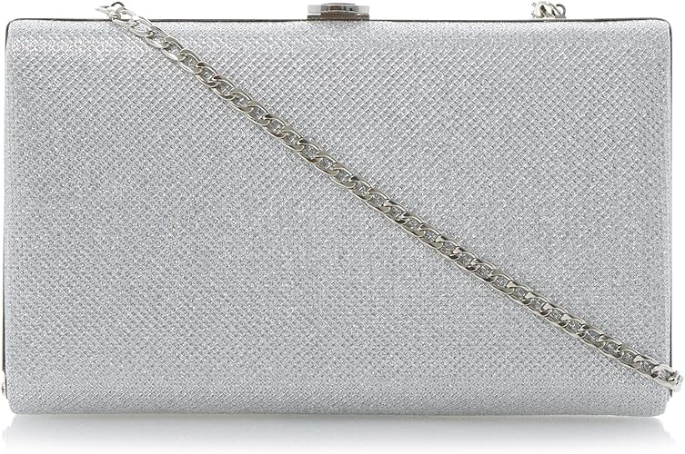 dune silver clutch bag