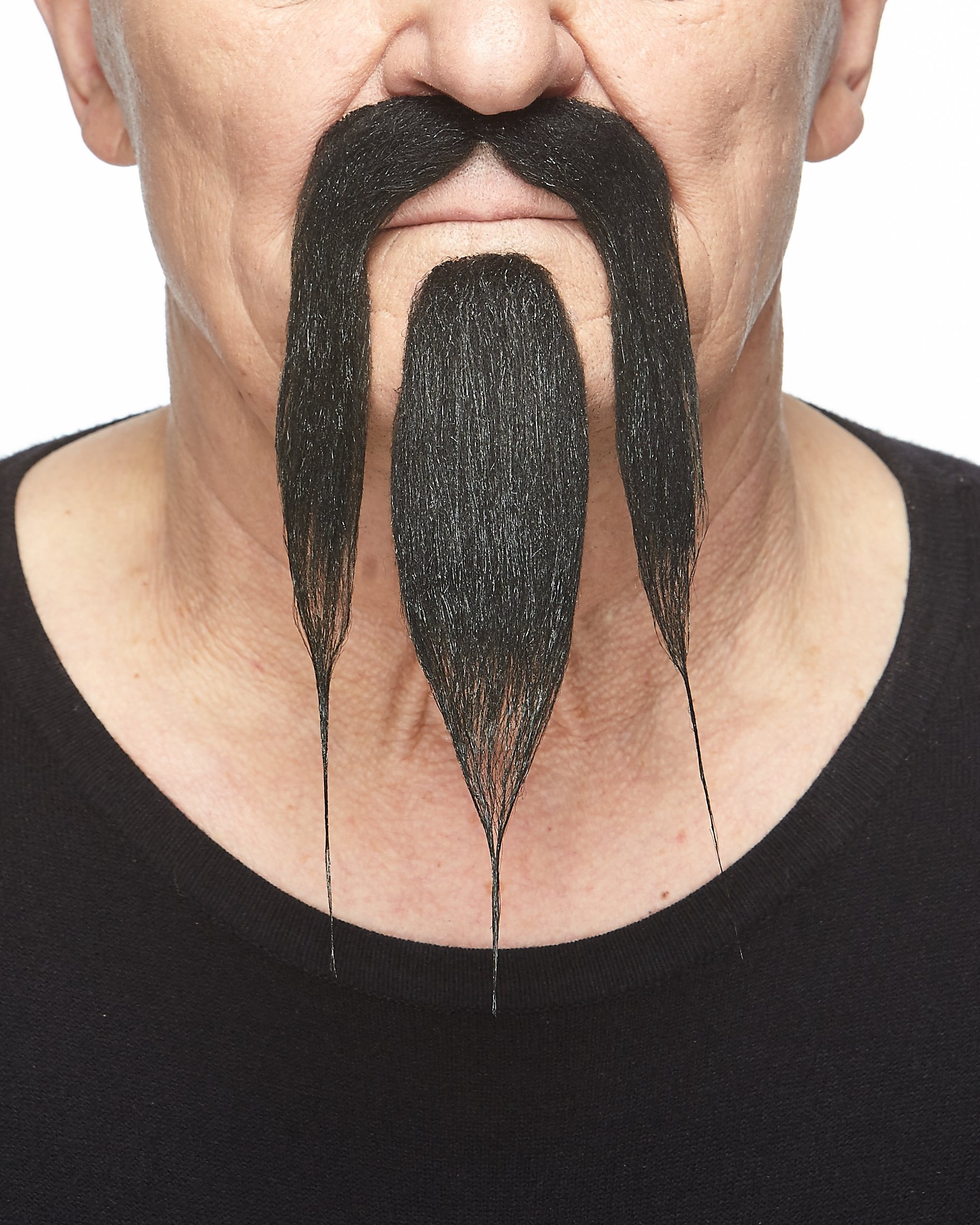 Mustaches Self Adhesive, Novelty, Shaolin Fake Beard and Fake Mustache, Black Color