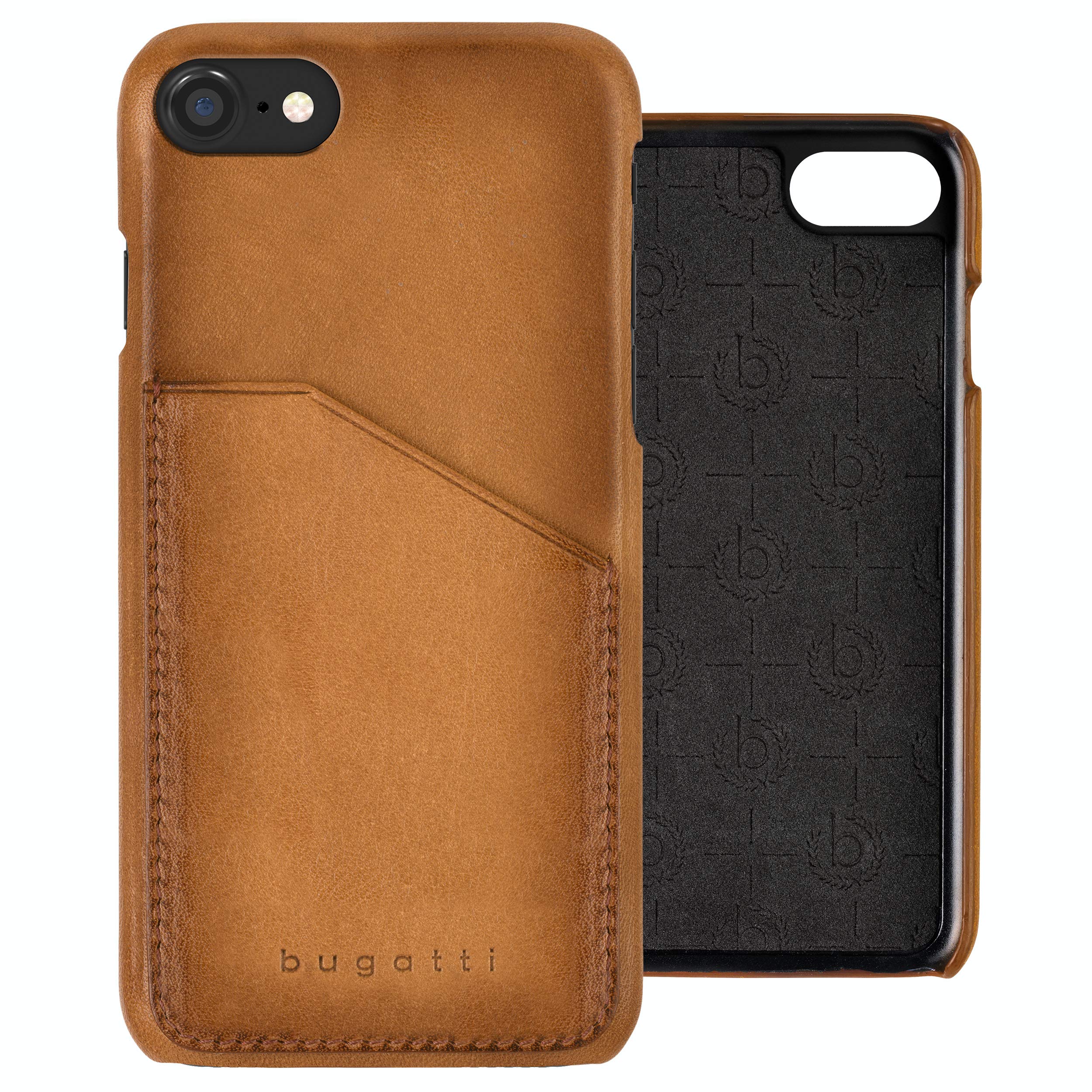 Bugatti Londra Premium Real Leather Protective Burnished Snap Case Compatible with iPhone 7 - Cognac