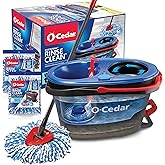 O-Cedar RinseClean Clean Water Spin Mop and Bucket System + 2 Extra Mop Heads | Clean with Clean Water | Removes 99% of Bacteria