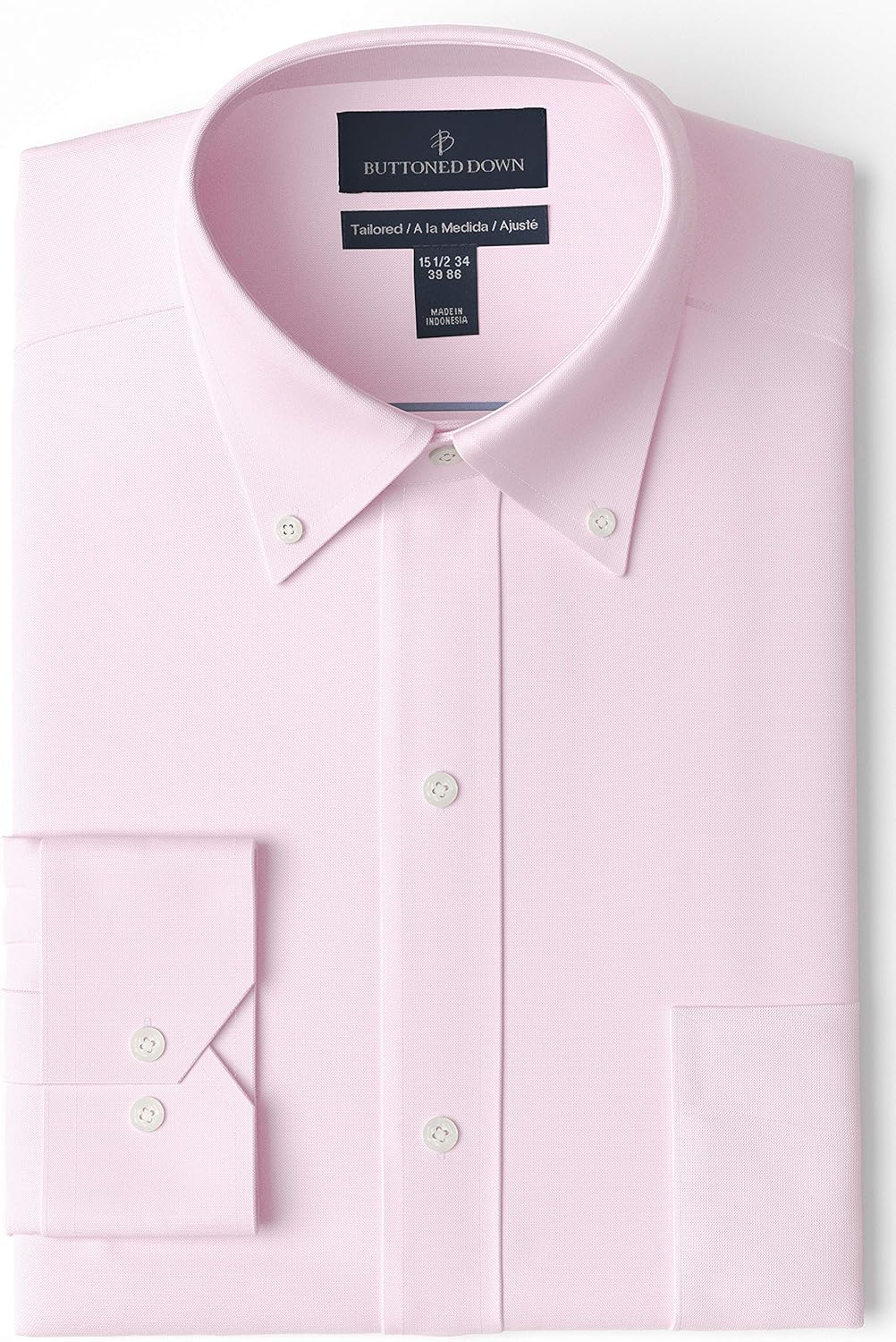 Buttoned Down Amazon Brand Men's TailoredFit Button Collar Pinpoint NonIron Dress Shirt, Light Buttoned Down Amazon Brand Men's TailoredFit Button Collar Pinpoint NonIron Dress Shirt, Light