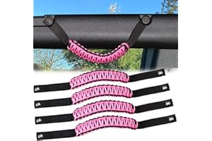 sukemichi for Bronco Grab Handles, Paracord Roll Bar Grab Handles for 2021 2022 2023 2024 Ford Bronco Accessories 4 Door 2 Door, Pink, 4 Pack