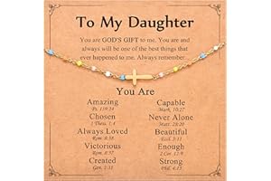 IKIATY Christian Cross Bracelets for Women Girls, Birthday Christmas Easter Baptism Confirmation First Communion Valentines Day Graduation Gifts for Granddaughter Daughter