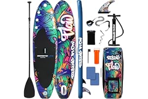 SereneLife Inflatable Stand Up Paddle Board with Premium SUP Accessories – Wide Stable Design with Non-Slip EVA Deck Pad for Adults and Youth of All Skill Levels
