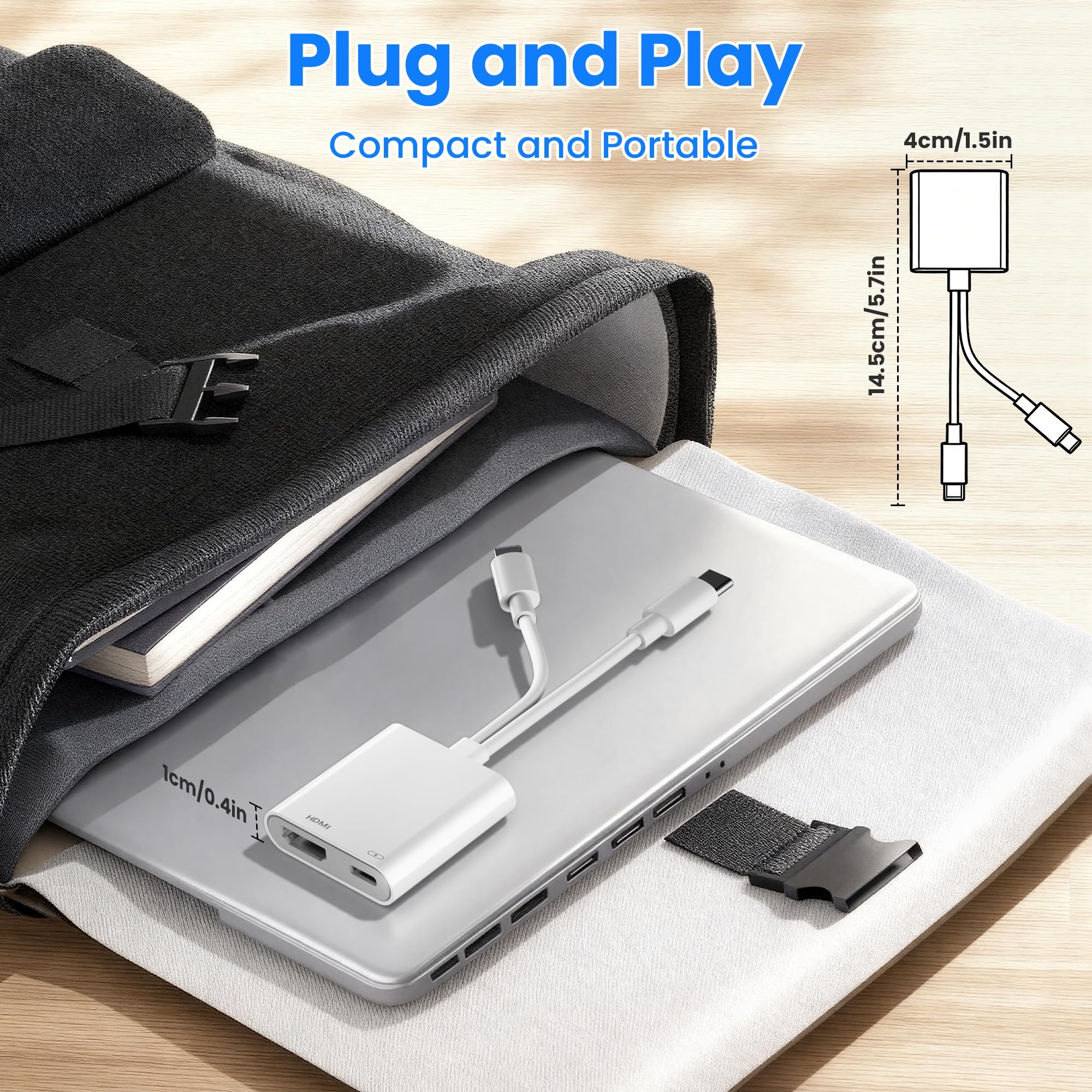 USB C und Lightning auf HDMI Adapter für iPhone, 4K@60Hz 100W USBC HDMI Adapter für iPhone 17/16/15/iPad MFi-zertifizierter HDMI Digital AV Adapter Lightning mit i Phone/iPad zu HDTV/Projektor/Monitor 7
